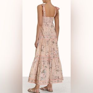 Zimmermann size 0P tie shoulder floral back zip maxi dress
